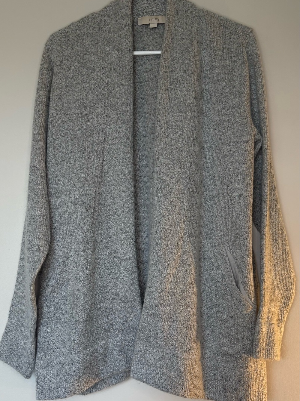 LOFT Gray Open-Front Cardigan Sweater